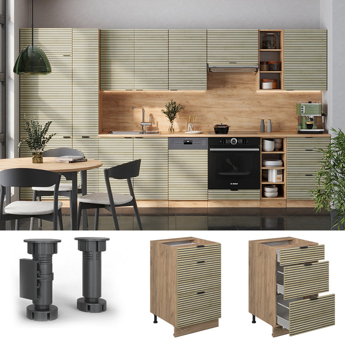 Vicco Mobiletto base per cucina Pannello in quercia 50 cm , PL Marmo