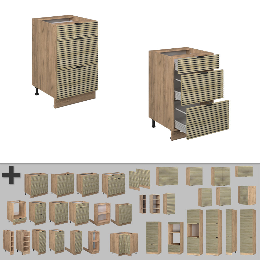 Vicco Mobiletto base per cucina Pannello in quercia 50 cm , PL Antracite