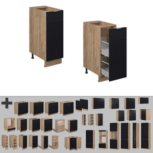 Vicco Armadio cucina dispensa alto Nero a righe 30 cm senza piano di lavoro