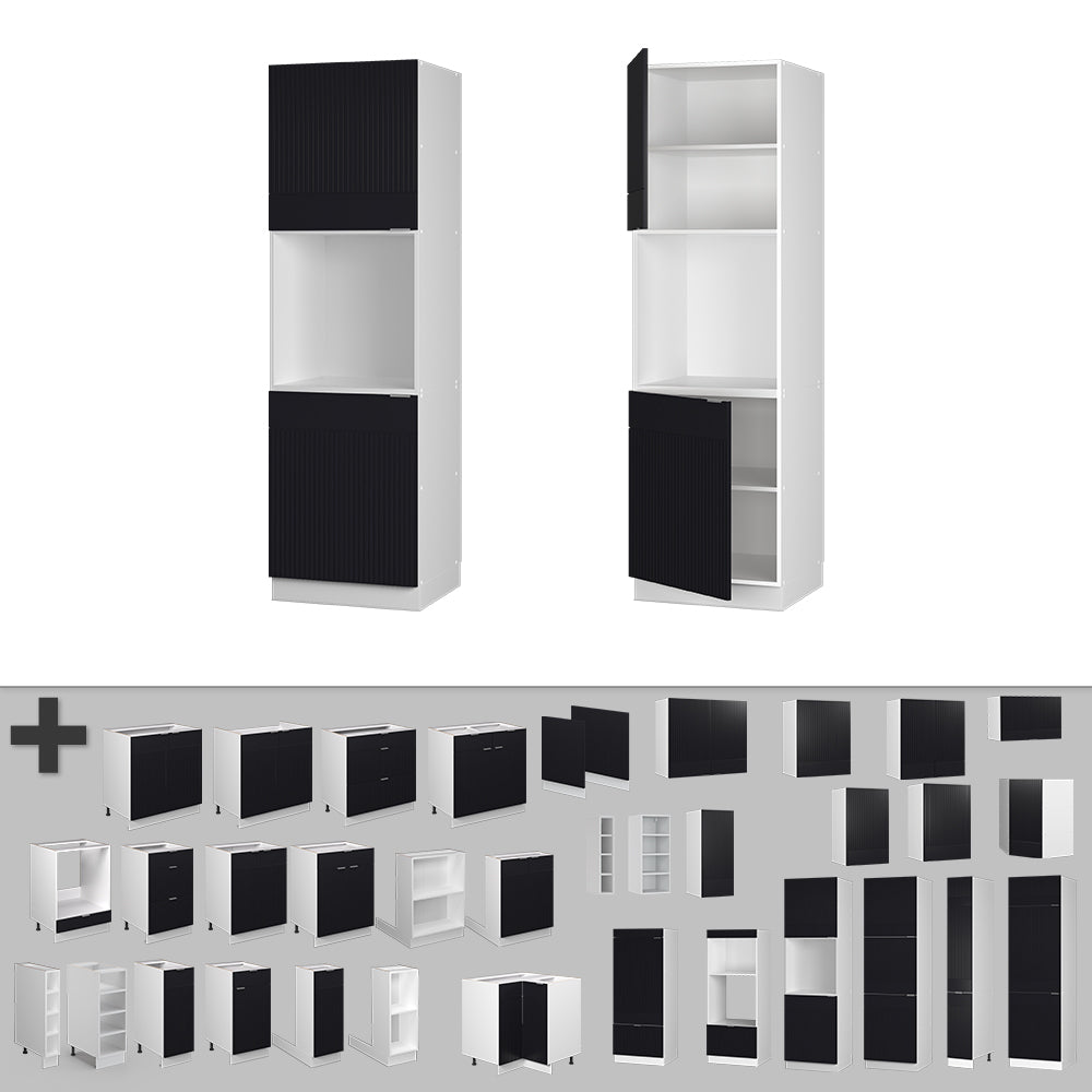 Vicco Mobile per forno da incasso Nero a righe 60 cm con ripiano aperto