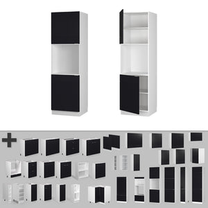 Vicco Mobile per forno da incasso Nero a righe 60 cm con ripiano aperto