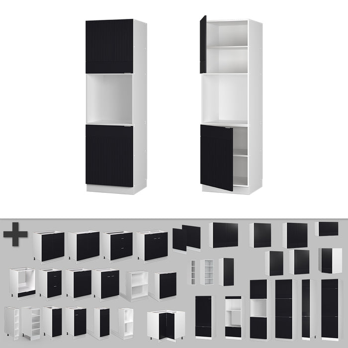 Vicco Mobile per forno da incasso Nero a righe 60 cm con ripiano aperto