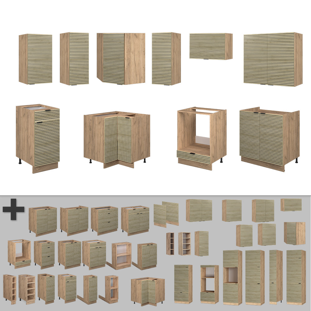 Vicco Cucina angolare completa Pannello in rovere/rovere goldkraft 160 x 60 cm senza piano di lavoro