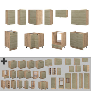 Vicco Cucina angolare completa Pannello in rovere/rovere goldkraft 160 x 60 cm senza piano di lavoro