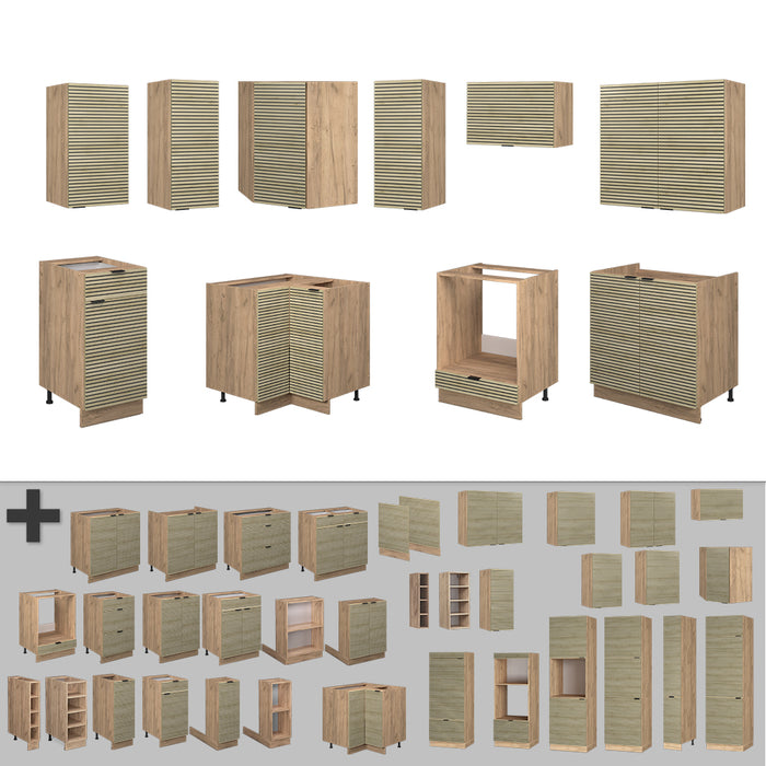 Vicco Cucina angolare completa Pannello in rovere/rovere goldkraft 160 x 60 cm senza piano di lavoro