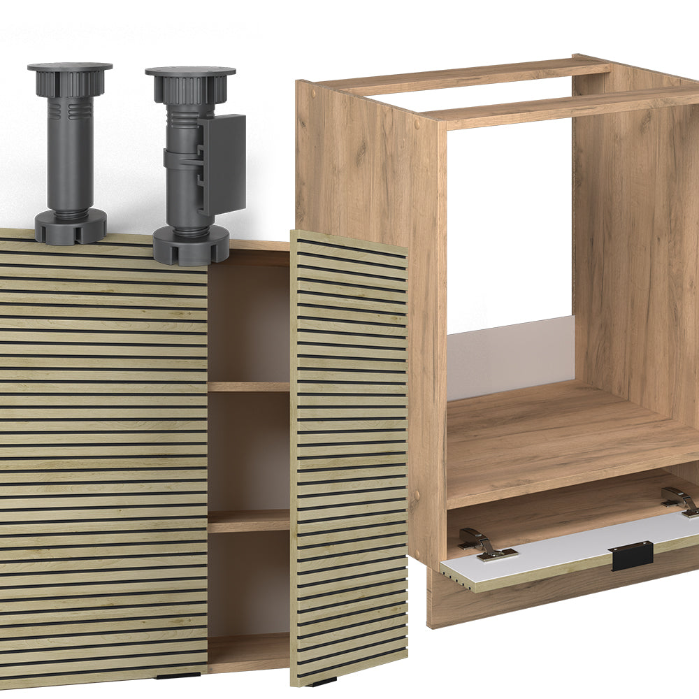 Vicco Cucina angolare completa Pannello in rovere/rovere goldkraft 160 x 60 cm senza piano di lavoro