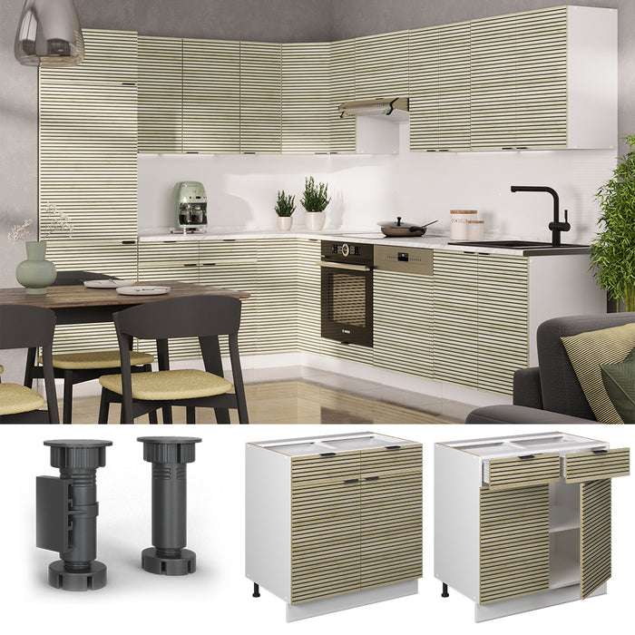 Vicco Mobiletto base per cucina Pannello in quercia 80 cm , PL Rovere