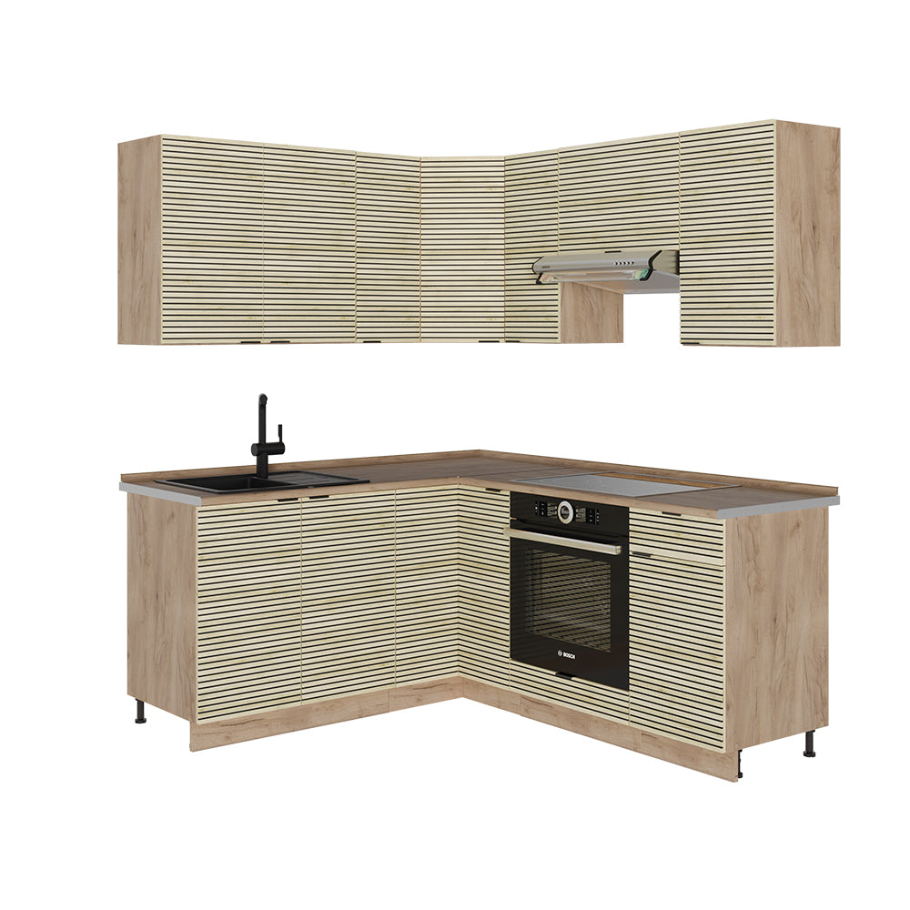 Vicco Cucina angolare completa Pannello in rovere/rovere goldkraft 160 x 190 cm , PL Rovere