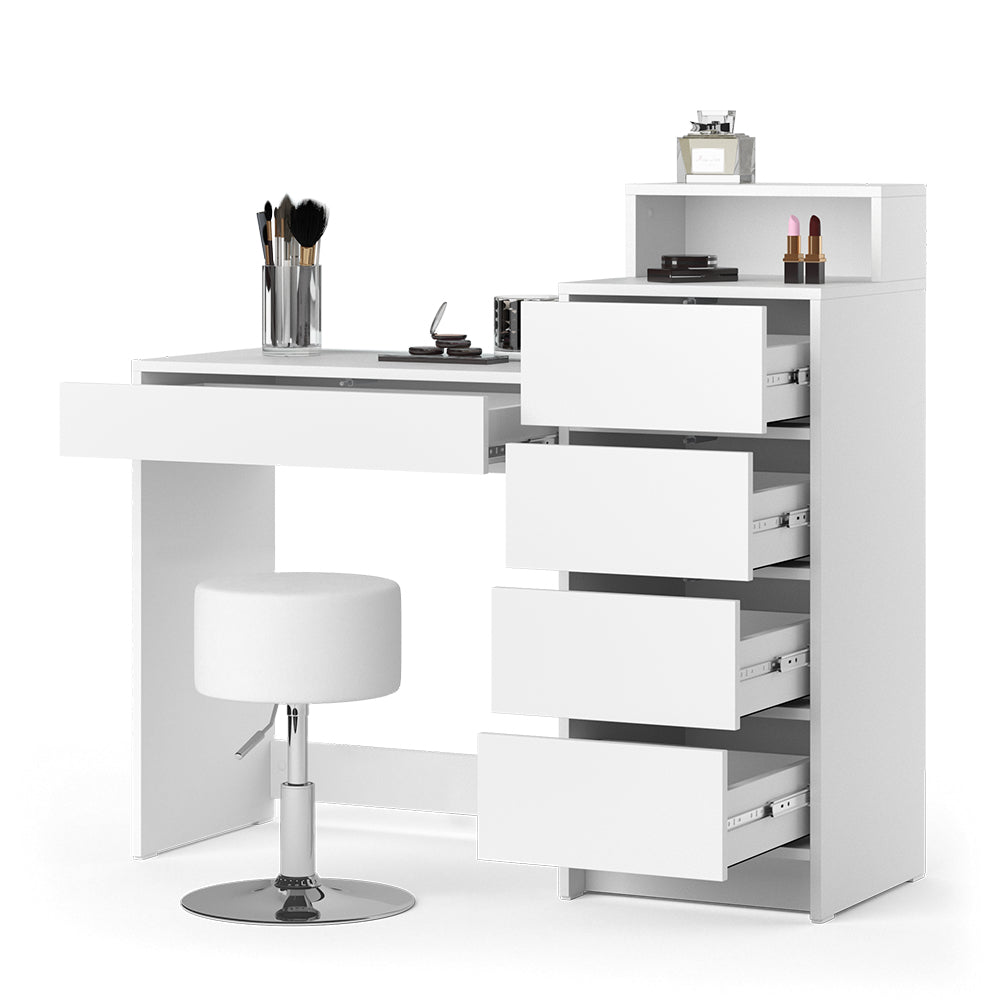 Vicco FORNITURA: Tavolino da toilette Bianco 110.5 cm con sgabello