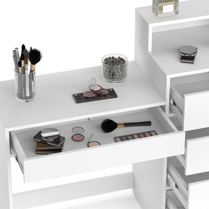 Vicco FORNITURA: Tavolino da toilette Bianco 110.5 cm con sgabello