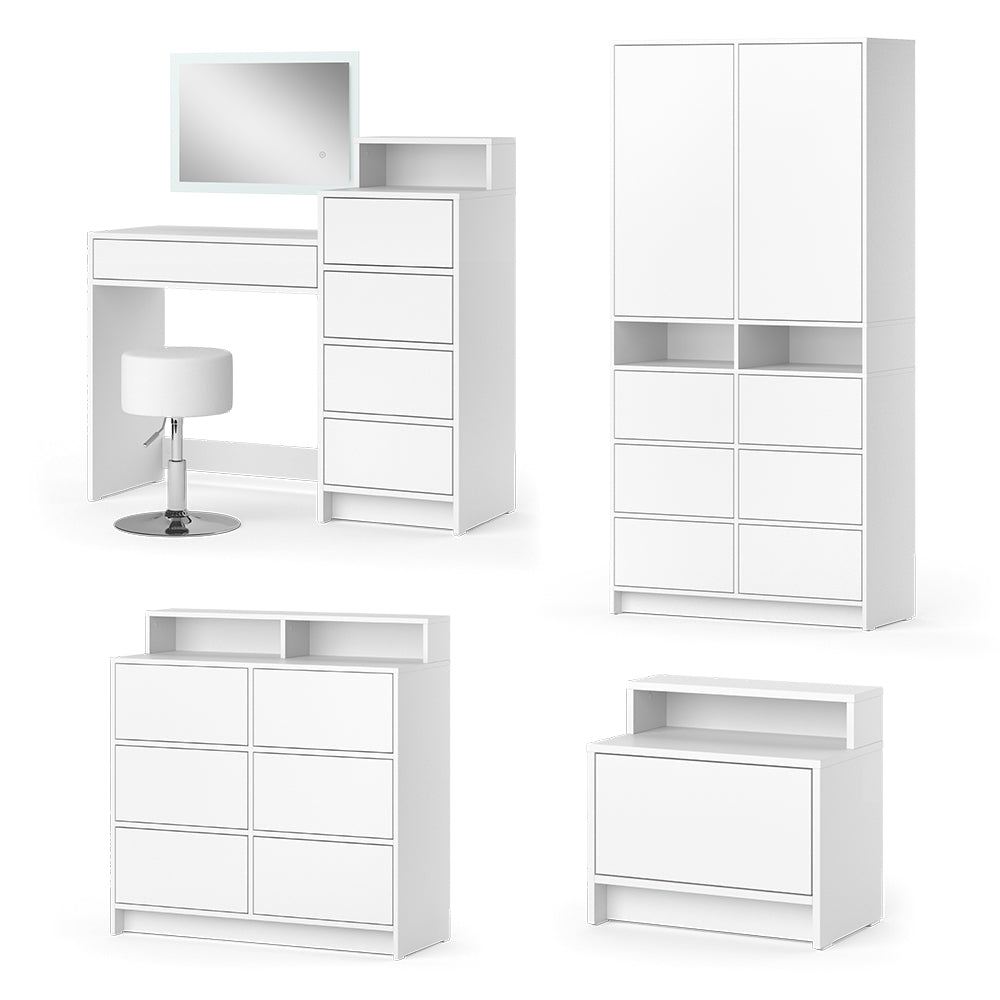 Vicco FORNITURA: Tavolino da toilette Bianco 110.5 cm con sgabello