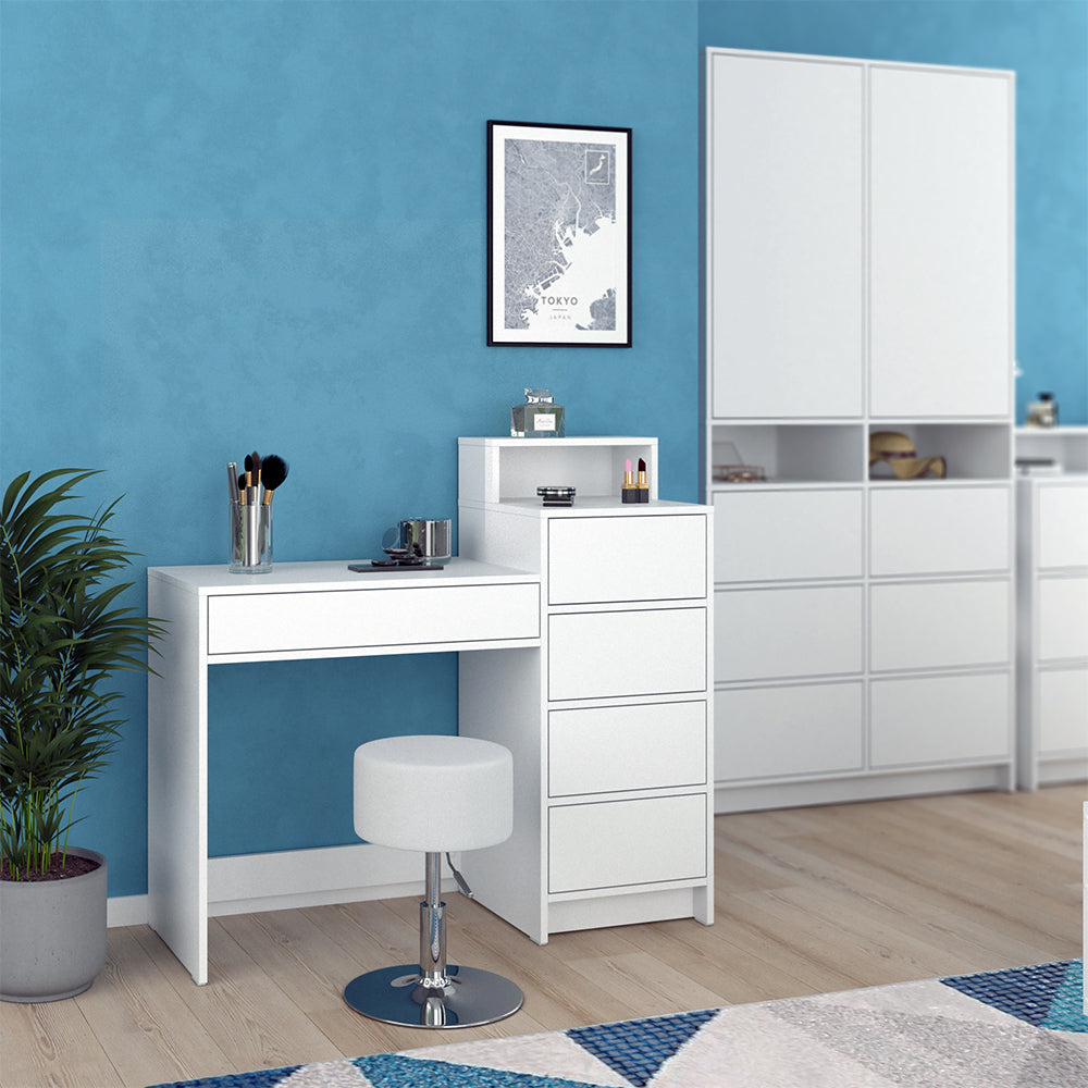 Vicco FORNITURA: Tavolino da toilette Bianco 110.5 cm con sgabello