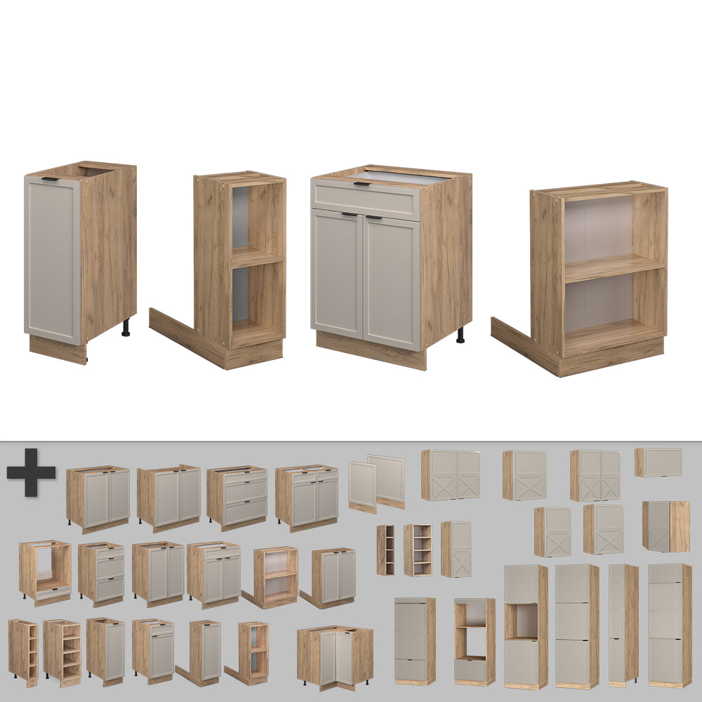 Vicco Isola cucina GrigioBeige 90 cm con cassetto, senza piano di lavoro