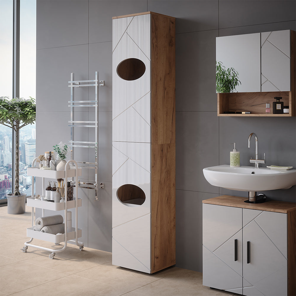 Vicco Mobiletto Rovere Goldkraft/bianco lucido 37.2 x 192 cm