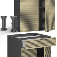 Vicco Cucina completa Pannello in rovere/antracite 140 cm senza piano di lavoro