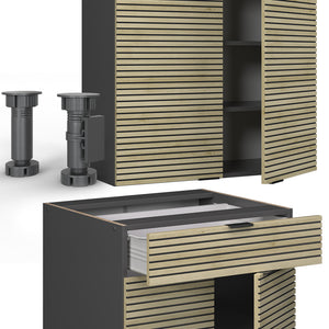 Vicco Cucina completa Pannello in rovere/antracite 140 cm , PL Marmo