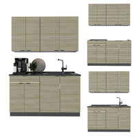 Vicco Cucina completa Pannello in rovere/antracite 140 cm , PL Marmo