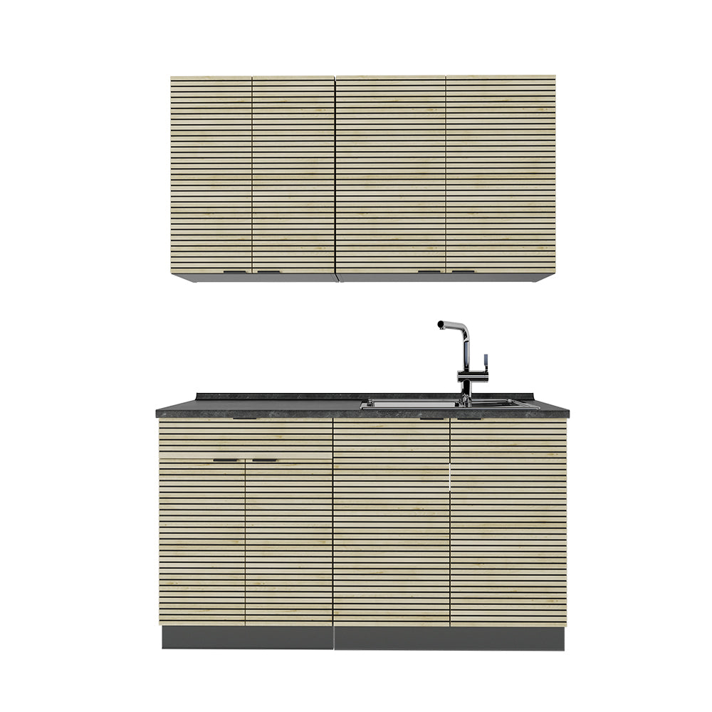 Vicco Cucina completa Pannello in rovere/antracite 140 cm , PL Antracite