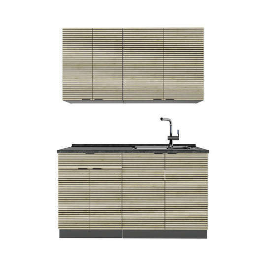 Vicco Cucina completa Pannello in rovere/antracite 140 cm , PL Antracite