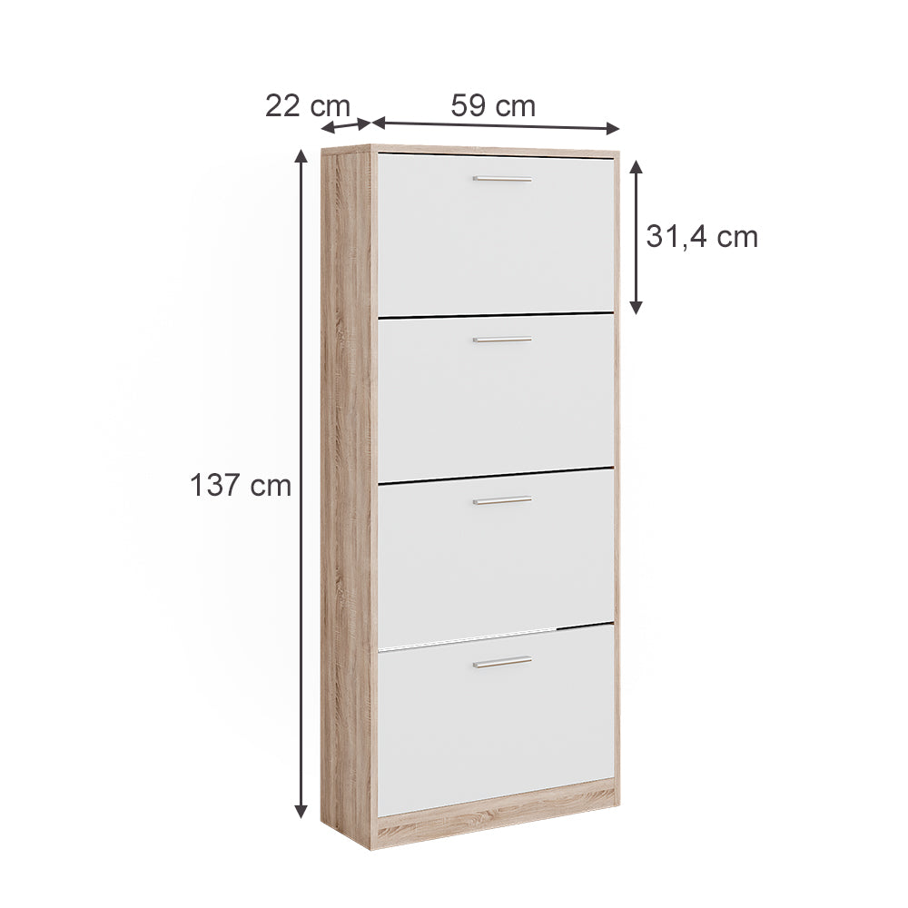 Vicco Scarpiera Sonoma/Bianco 59 x 137 cm con 4 scomparti
