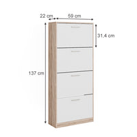 Vicco Scarpiera Sonoma/Bianco 59 x 137 cm con 4 scomparti