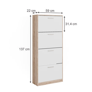 Vicco Scarpiera Sonoma/Bianco 59 x 137 cm con 4 scomparti