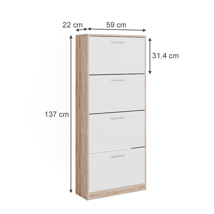 Vicco Scarpiera Sonoma/Bianco 59 x 137 cm con 4 scomparti