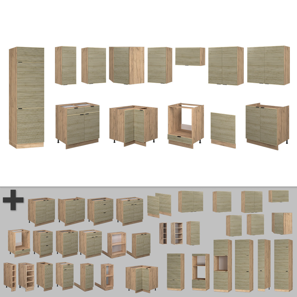 Vicco Cucina angolare completa Pannello in rovere/rovere goldkraft 227 x 287 cm , PL Antracite