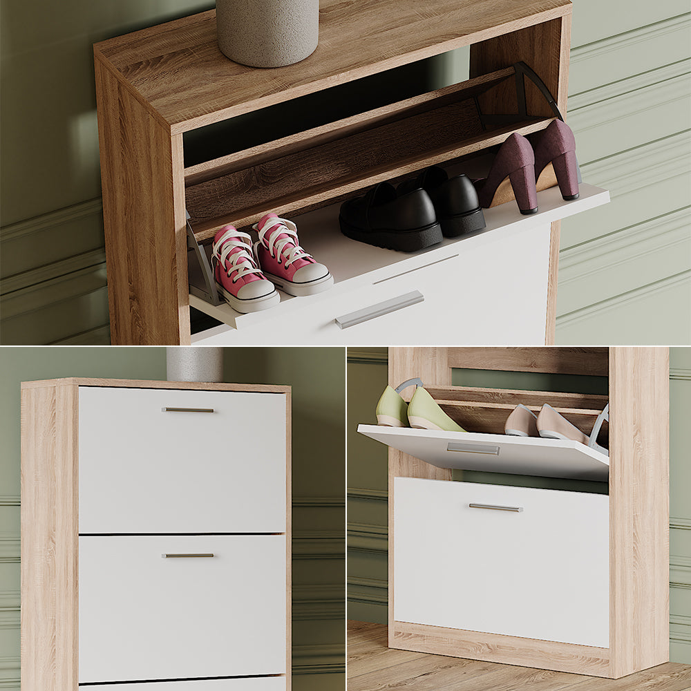 Vicco Scarpiera Sonoma/Bianco 59 x 137 cm con 4 scomparti