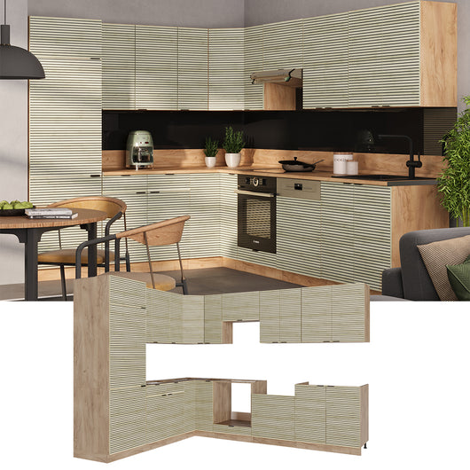 Vicco Cucina angolare completa Pannello in rovere/rovere goldkraft 227 x 287 cm , PL Rovere