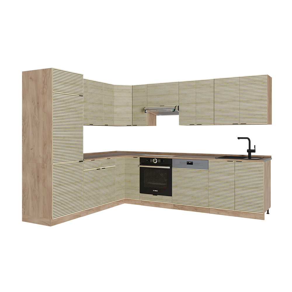 Vicco Cucina angolare completa Pannello in rovere/rovere goldkraft 227 x 287 cm , PL Rovere