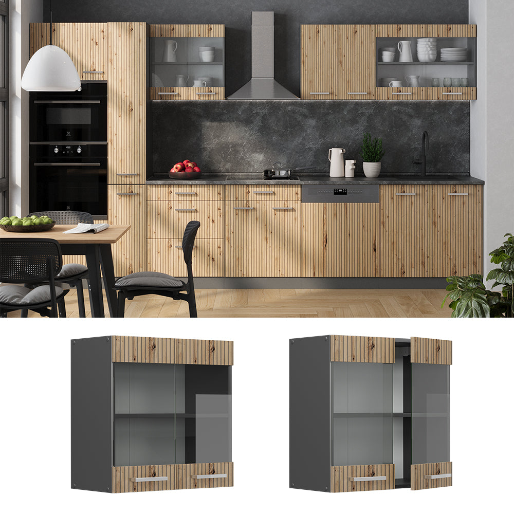 Vicco Mobile da cucina in vetro Rovere artigianale 60 cm