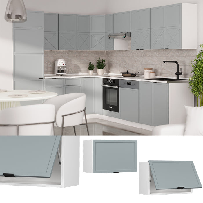 Vicco Pensile da cucina Blu-grigio chiaro 60 cm Piatto