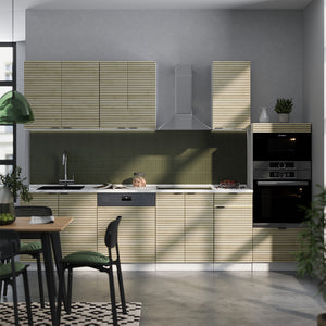 Vicco Cucina componibile Pannello di quercia/bianco 300 cm con armadio alto, PL Rovere