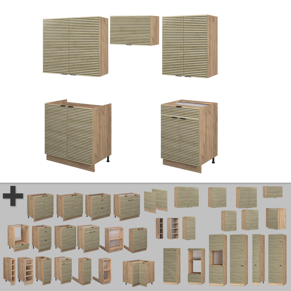 Vicco Cucina componibile Pannello in rovere/rovere goldkraft 200 cm , PL Antracite