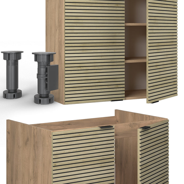 Vicco Cucina componibile Pannello in rovere/rovere goldkraft 200 cm , PL Marmo