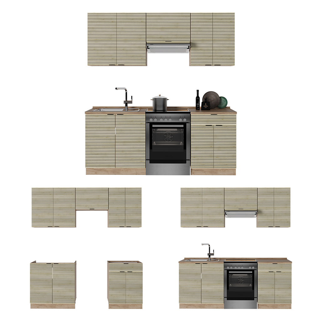 Vicco Cucina componibile Pannello in rovere/rovere goldkraft 200 cm , PL Antracite