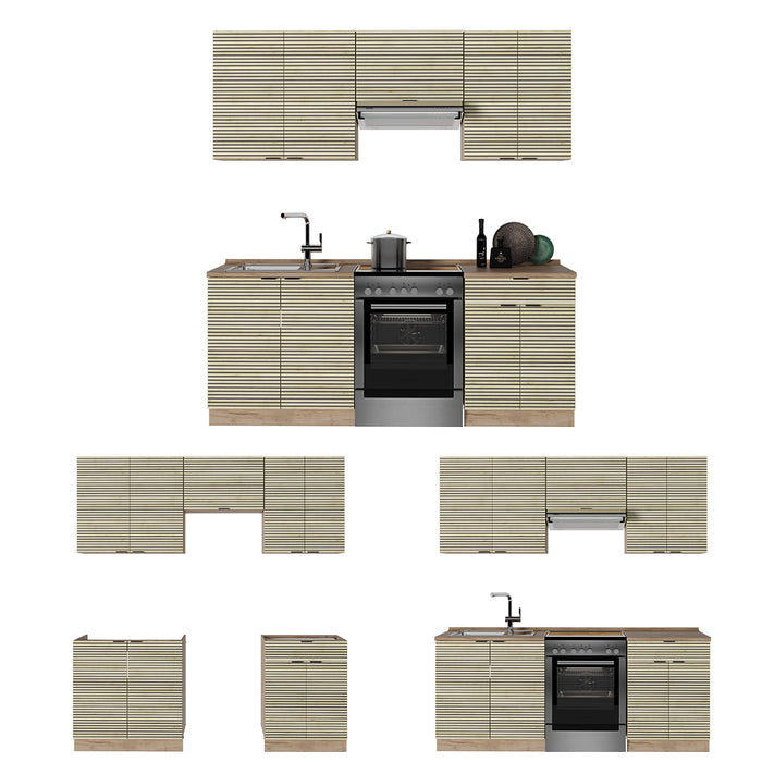 Vicco Cucina componibile Pannello in rovere/rovere goldkraft 200 cm , PL Antracite