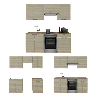 Vicco Cucina componibile Pannello in rovere/rovere goldkraft 200 cm , PL Marmo