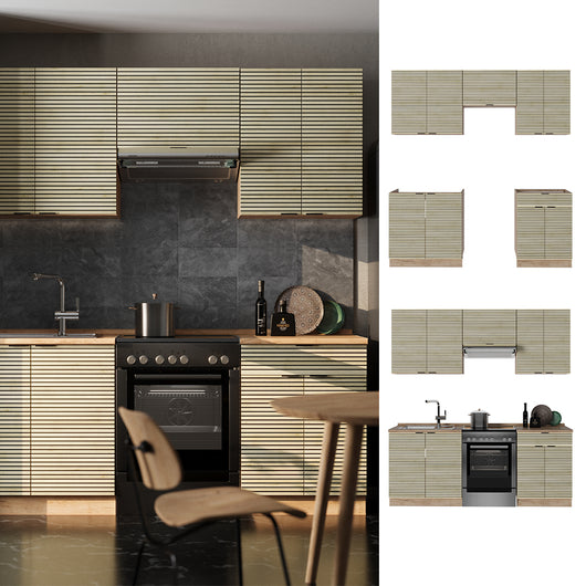 Vicco Cucina componibile Pannello in rovere/rovere goldkraft 200 cm , PL Antracite