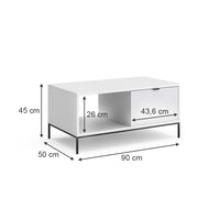 Vicco Tavolino da caffè Bianco 90 x 50 cm con un cassetto