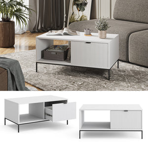 Vicco Tavolino da caffè Bianco 90 x 50 cm con un cassetto