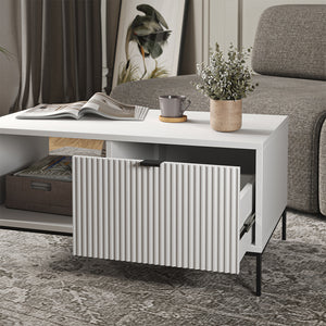 Vicco Tavolino da caffè Bianco 90 x 50 cm con un cassetto