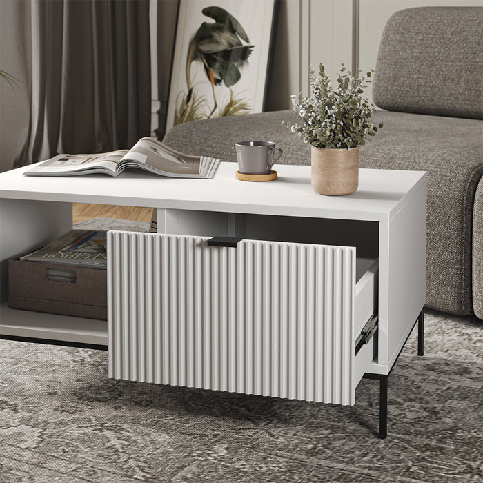 Vicco Tavolino da caffè Bianco 90 x 50 cm con un cassetto