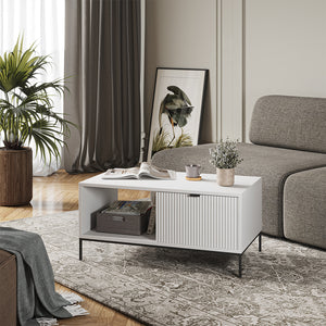 Vicco Tavolino da caffè Bianco 90 x 50 cm con un cassetto