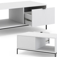 Vicco Tavolino da caffè Bianco 90 x 50 cm con un cassetto