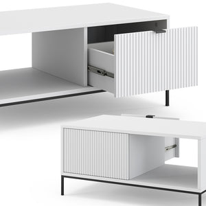 Vicco Tavolino da caffè Bianco 90 x 50 cm con un cassetto