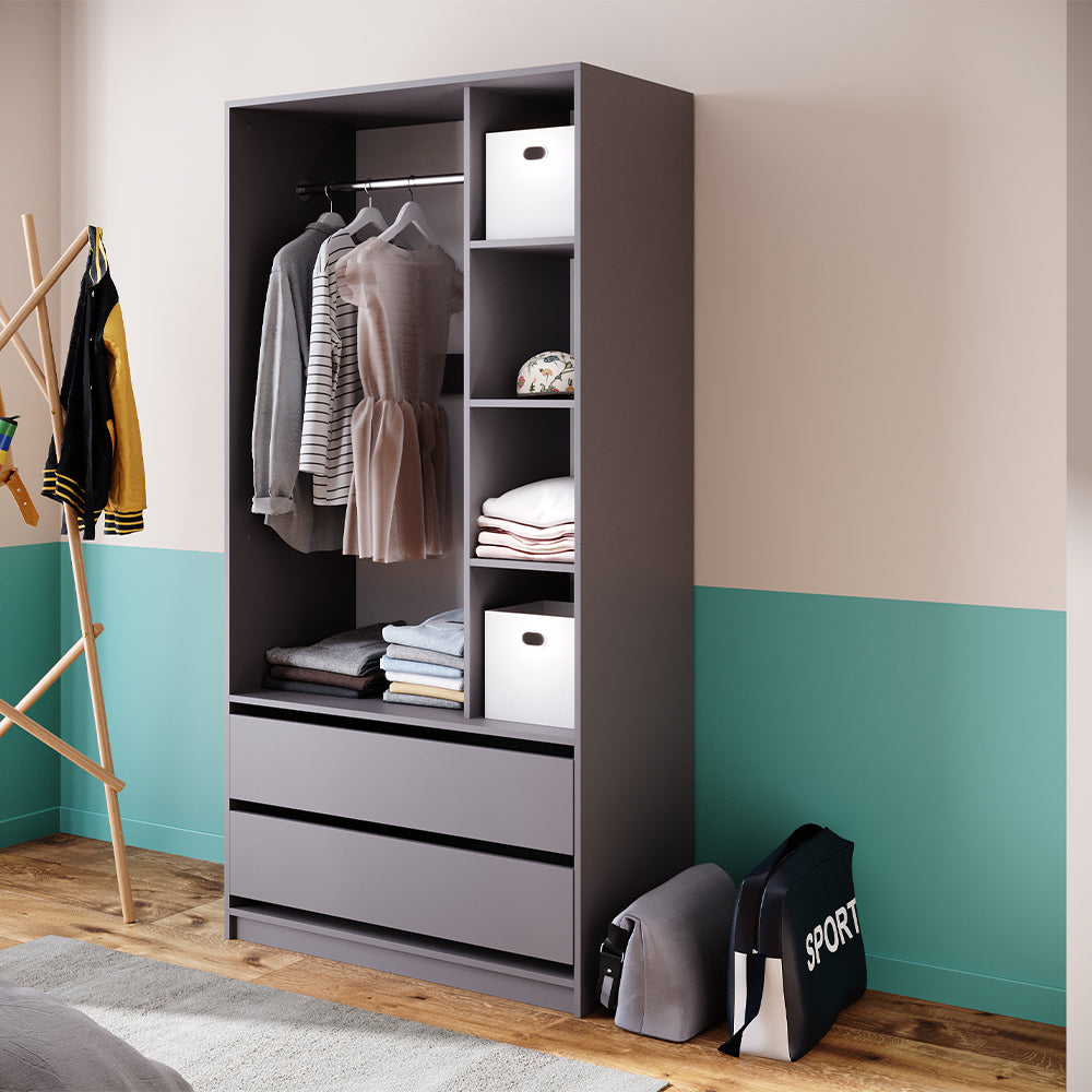 Vicco Armadio Antracite 100 x 200 cm con 2 cassetti