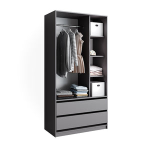 Vicco Armadio Antracite 100 x 200 cm con 2 cassetti