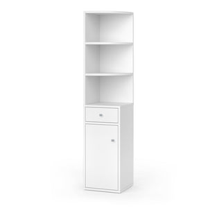Vicco Scaffale d'angolo Bianco 30 x 135.5 cm con anta e cassetto